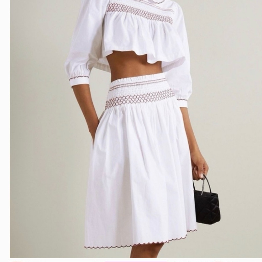 Batsheva cotton poplin smocked skirt size 18 GUC
